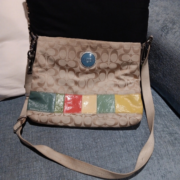Vintage Coach Color Block Cross Body Bag Adjustable Strap VGUC - Picture 1 of 7